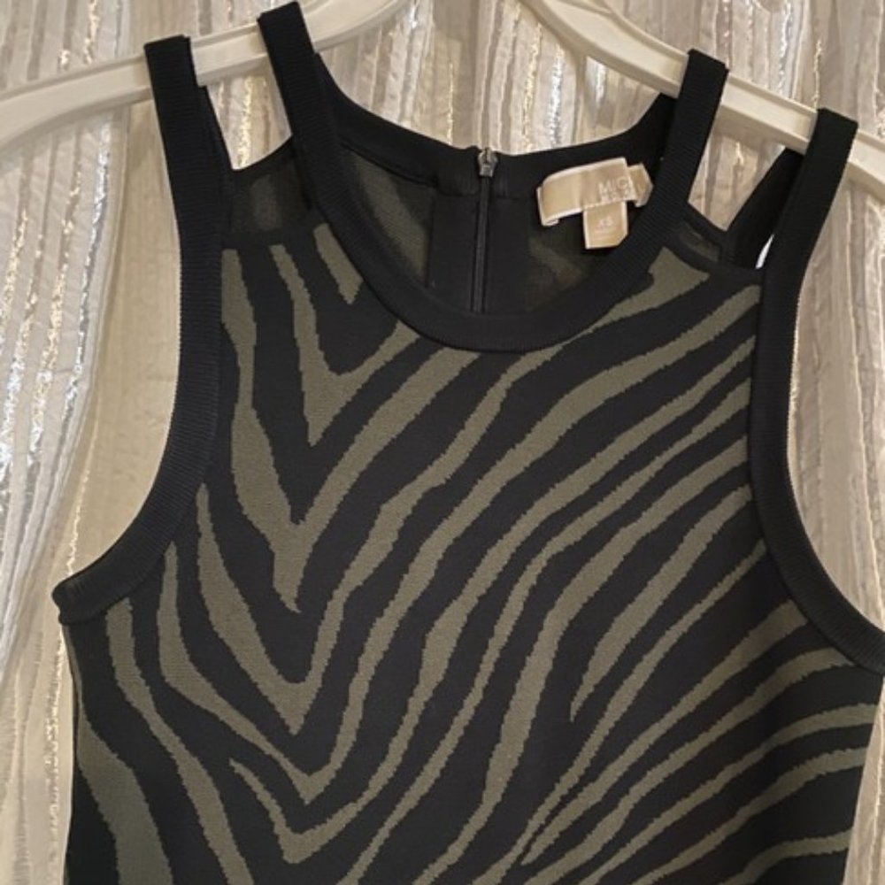 MICHAEL Michael Kors Green and Black Hourglass Cocktail Dress